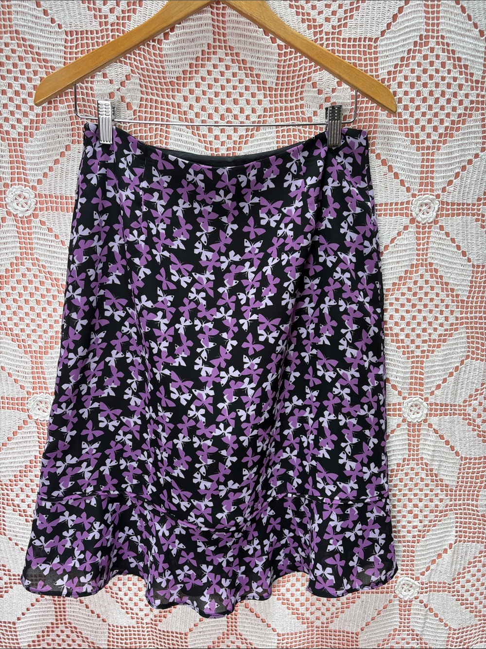 Y2K Cleo Purple Butterfly Print Skirt
